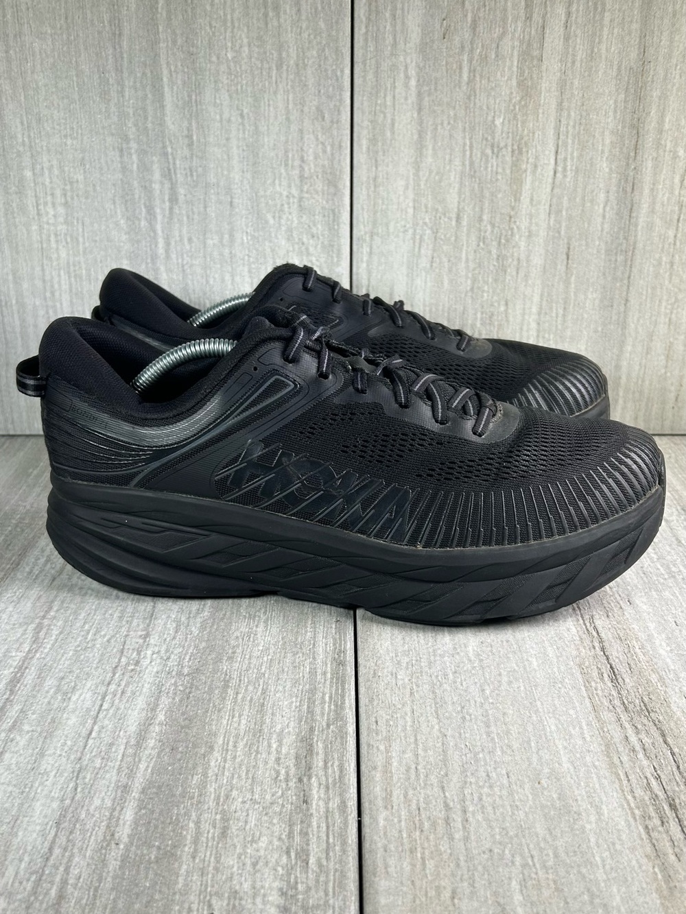 Hoka One One Bondi 7 X Wide Triple Black Athletic Sneaker Shoe Mens Size 11.5 4E